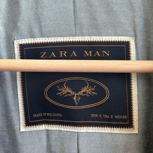 Zara navy over coat with faux shearling collar - Picture 5 of 7